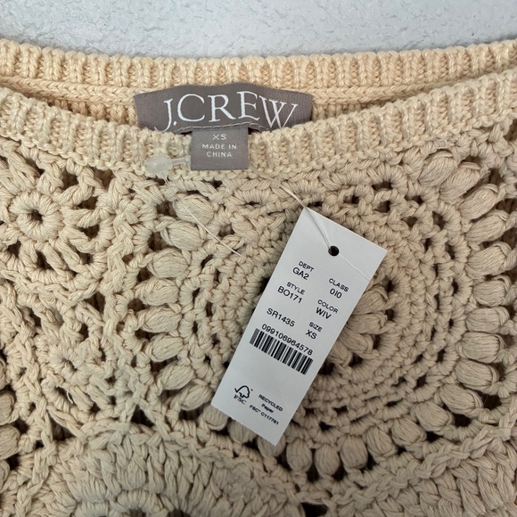 J.Crew Crochet Sweater Tank Top XS NWT | Cream Cottagecore Cropped Vest - Picture 2 of 3